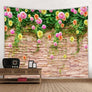 Plant Flower On Stone Wall Tapestry Wall