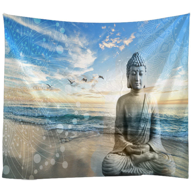 Buddha Statue Tapestry Twin Hippie Wall