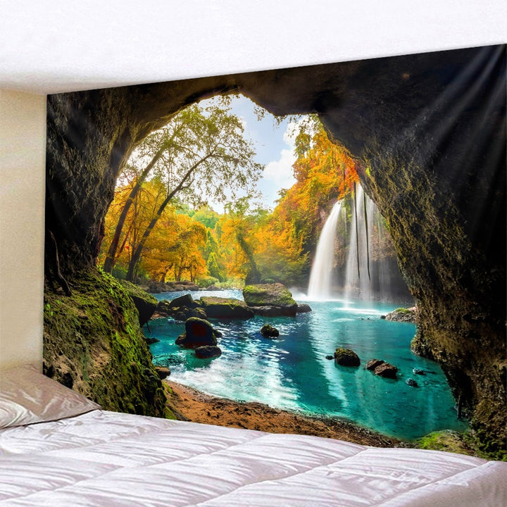 Beautiful Cave Waterfall Print Wall