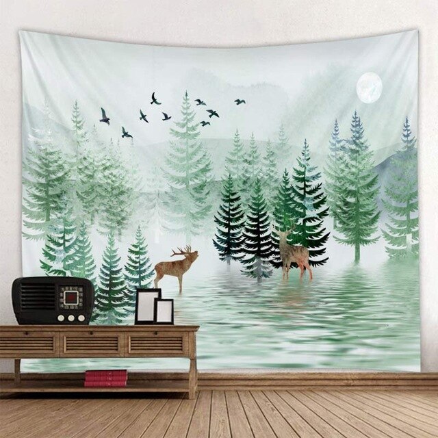 Nordic Small Forest Tapestry Glowing