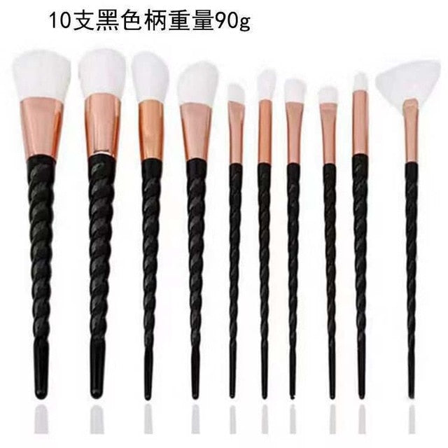 New 10 Unicorn Cosmetic Brushes Set