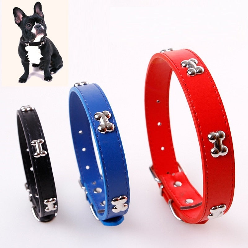 Bone Leather Durable Pet Dog Collar