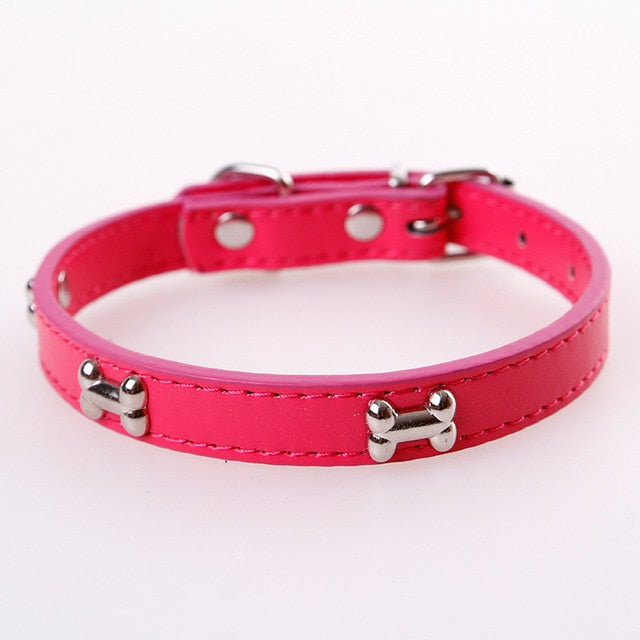 Bone Leather Durable Pet Dog Collar