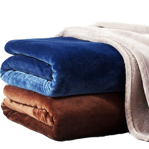 Solid Color Flannel Coral Fleece Blanket Super