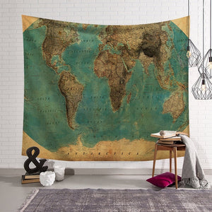 World Map Pattern Wall Tapestry  Wall