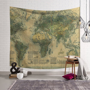 World Map Pattern Wall Tapestry  Wall