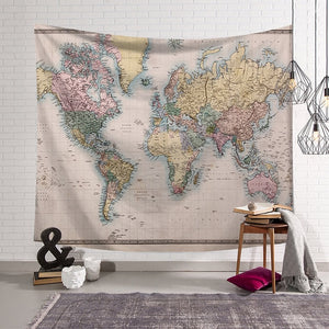 World Map Pattern Wall Tapestry  Wall