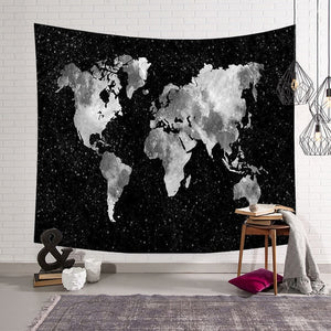 World Map Pattern Wall Tapestry  Wall