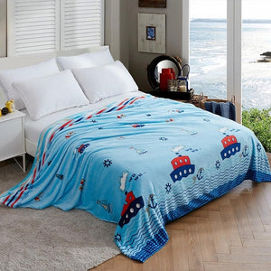 Cartoon Floral Printed Flannel Blankets For