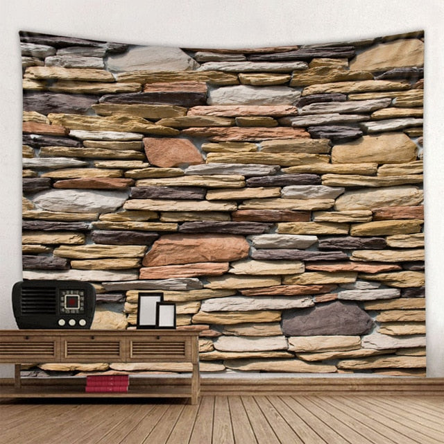 Plant Flower On Stone Wall Tapestry Wall