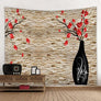 Plant Flower On Stone Wall Tapestry Wall