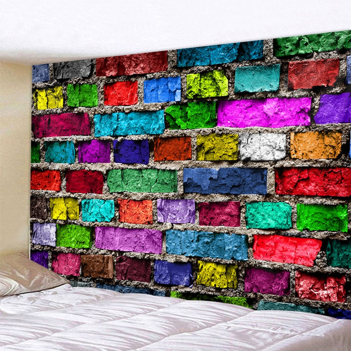 Colored Brick Wall Printed Tapestry Wall