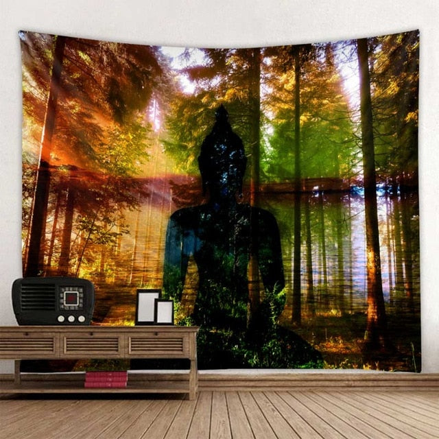 Indian Forest Buddha Meditation Tapestry Wall