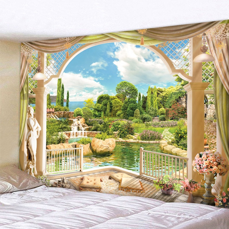 Garden Scener Outside The Window Printed